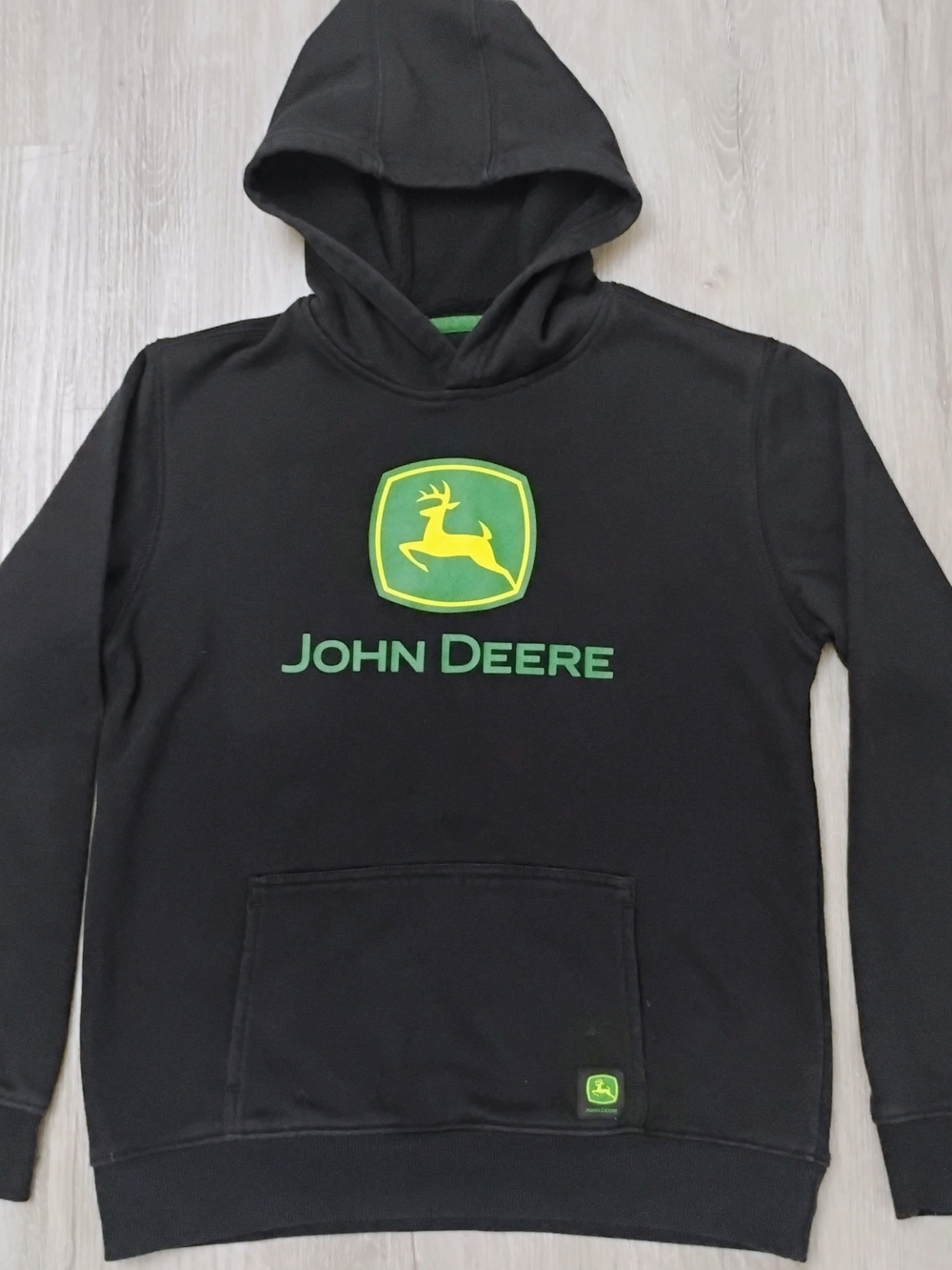 John Deere Black Graphic Pullover Hoodie Boys Size L (10/12)
